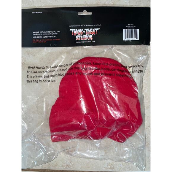 TOTS RED DEVIL KNIT CAP WITH HORNS HEADPIECE HALLOWEEN COSTUME MATT115 - Picture 2 of 3